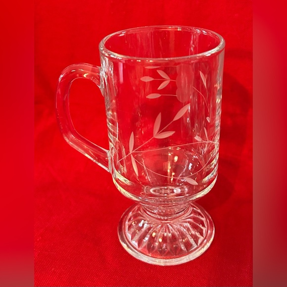 Princess House Heritage Etched Glass Irish Coffee Mug Set of 4 - Picture 2 of 7